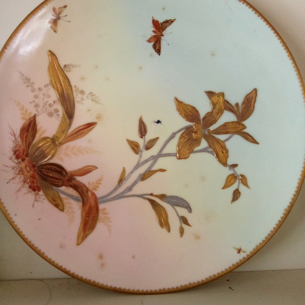 Point One Floral Decorative Plate with Gold Accents
